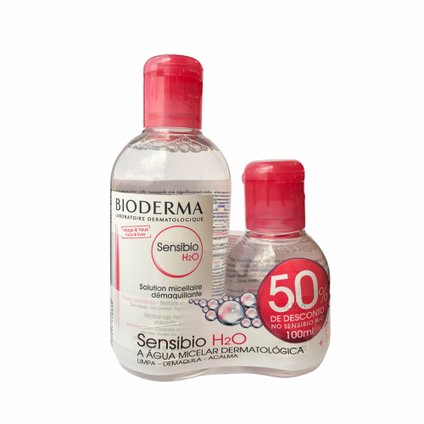 ÁGUA MICELAR PROMO BIODERMA SENSIBIO H2O DERMATOLÓGICA CALMANTE 250ML + 100ML 50% DESCONTO