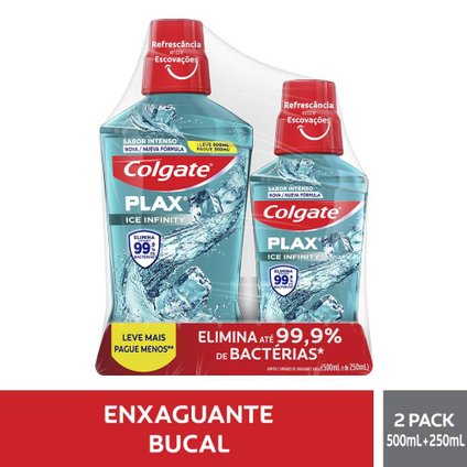 ENXAGUANTE BUCAL COLGATE PLAX ICE INFINITY 500ML + 250ML