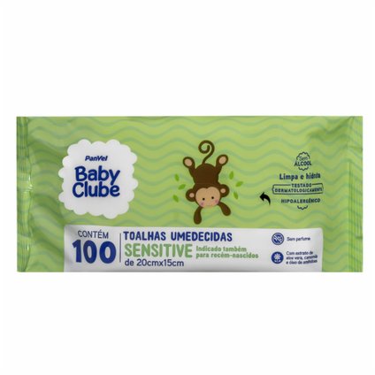 TOALHAS UMEDECIDAS PANVEL BABY CLUBE SENSITIVE 100 UNIDADES