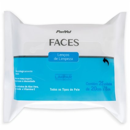 LENÇO DEMAQUILANTE PANVEL FACES 25 UNIDADES