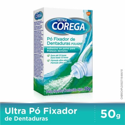 FIXADOR DE DENTADURA EM PÓ ULTRA COREGA COM FIXAÇÃO O DIA TODO 50G
