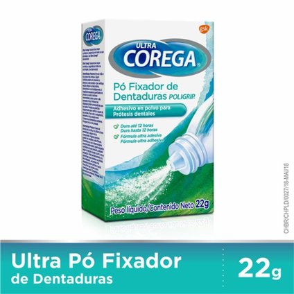 FIXADOR DE DENTADURA EM PÓ ULTRA COREGA COM FIXAÇÃO O DIA TODO 22G