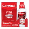 KIT CREME DENTAL CLAREADOR COLGATE LUMINOUS WHITE BRILLIANT MINT 70G + ENXAGUANTE BUCAL 250ML