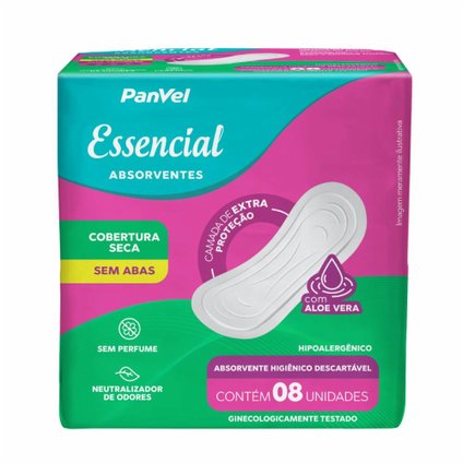 ABSORVENTE PANVEL ESSÊNCIAL COBERTURA SECA SEM ABAS 8 UNIDADES