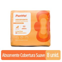 Absorvente Panvel Essencial Cobertura Suave Com Abas 8 Unidades