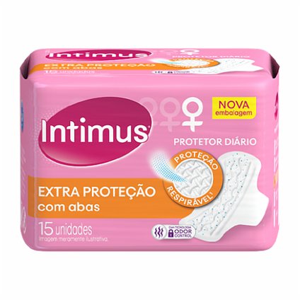PROTETOR DIÁRIO INTIMUS EXTRA PROTEÇÃO COM ABAS 15 UNIDADES