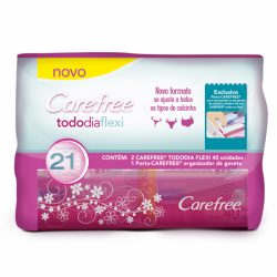Protetor Diário Carefree Todo Dia Flexi Sem Perfume C/40 Grátis Organizador