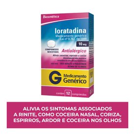 LORATADINA 10MG 12 COMPRIMIDOS BIOSINTÉTICA GENÉRICO C