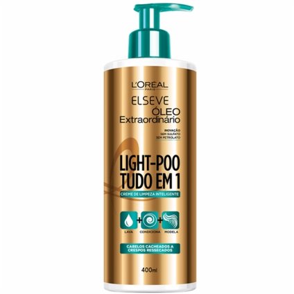 CREME DE LIMPEZA ELSEVE ÓLEO EXTRAORDINÁRIO LIGHT-POO TUDO EM 1  400ML