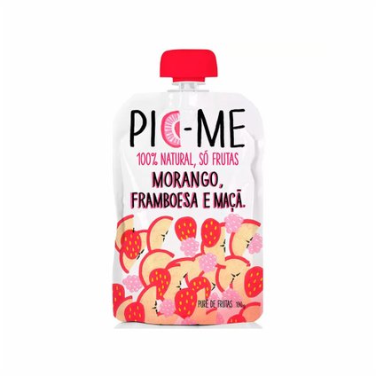 PURÊ DE FRUTAS PICME MORANGO, FRAMBOESA E MAÇÃ 100G