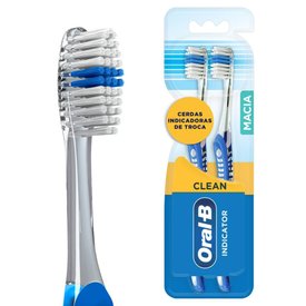 KIT ESCOVA DENTAL MACIA ORAL-B INDICATOR CLEAN - 2 UNIDADES