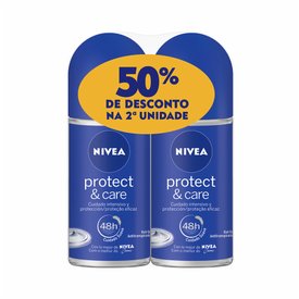 KIT DESODORANTE NIVEA ROLL ON PROTECT  CARE COM 50% DE DESCONTO NA SEGUNDA UNIDADE