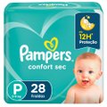 FRALDA PAMPERS CONFORT SEC PACOTÃO P COM 28 UNIDADES