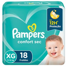 FRALDA PAMPERS CONFORT SEC PACOTÃO XG COM 18 UNIDADES