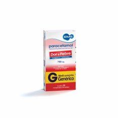 Paracetamol 750mg 20 Comprimidos Ems Genérico