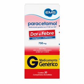 PARACETAMOL 750MG 20 COMPRIMIDOS EMS GENÉRICO