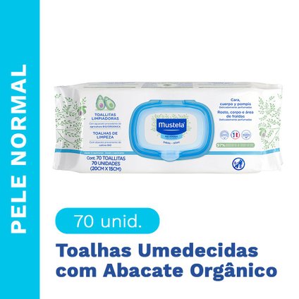 TOALHAS UMEDECIDAS PARA PELE NORMAL MUSTELA COM 70 UNIDADES