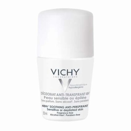 DESODORANTE ANTITRANSPIRANTE ROLL-ON VICHY DEO 48H PARA PELE SENSÍVEL SEM PERFUME 50ML