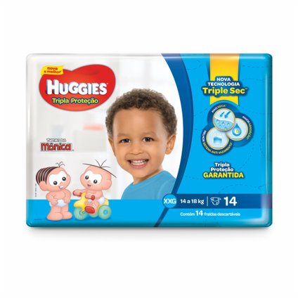 FRALDA HUGGIES TRIPLA PROTEÇÃO JUMBINHO XXG COM 14 UNIDADES