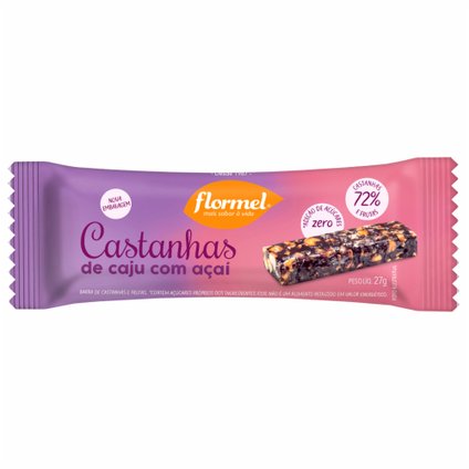 BARRA CASTANHA COM ACAÍ + CAJU FLORMEL ZERO 27G