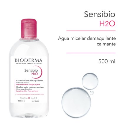 ÁGUA MICELAR BIODERMA SENSIBIO H2O DERMATOLÓGICA CALMANTE PARA PELES NORMAIS A SENSÍVEIS 500ML