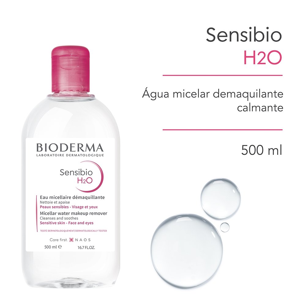 Água Micelar Bioderma Sensibio H2o Dermatológica Calmante Para Peles Normais A Sensíveis 500ml