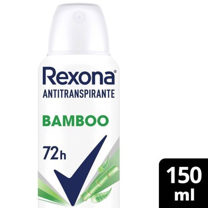 DESODORANTE ANTITRANSPIRANTE AEROSOL REXONA  FEMININO BAMBOO 72 HORAS 150ML