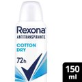 DESODORANTE ANTITRANSPIRANTE AEROSOL REXONA FEMININO COTTON DRY 150ML