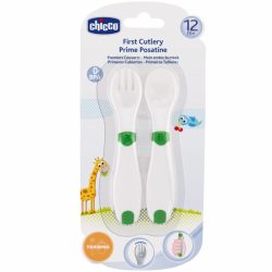 Primeiros Talheres Chicco Colher + Garfo 12m+ Verde