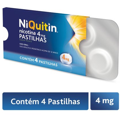 NIQUITIN PASTILHA 4MG COM 4 PASTILHAS DE NICOTINA MENTA