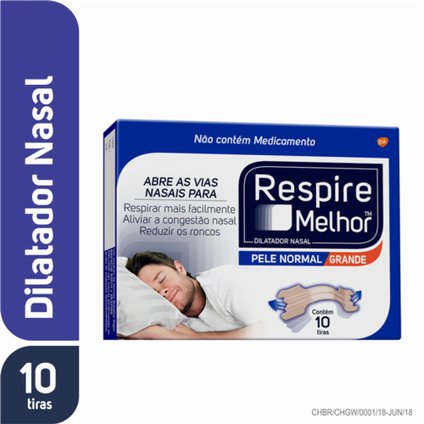 RESPIRE MELHOR DILATADOR NASAL TAMANHO GRANDE PARA PELE NORMAL COM 10 TIRAS