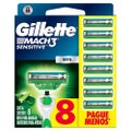 CARGA PARA APARELHO DE BARBEAR GILLETTE MACH3 SENSITIVE COM ALOE 8 UNIDADES