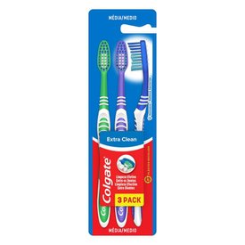 KIT ESCOVA DENTAL MÉDIA COLGATE EXTRA CLEAN - 3 UNIDADES