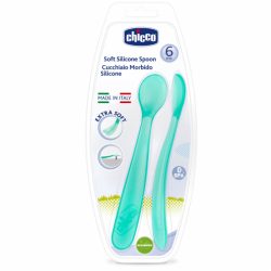Colher Silicone Chicco 6m+ Azul C/2 Unidades