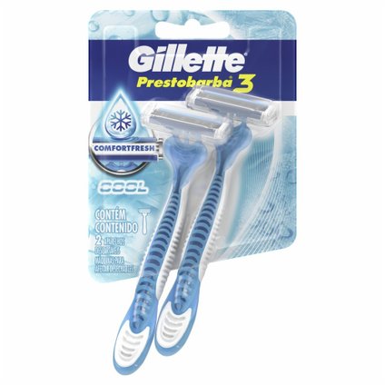 APARELHO BARBEAR DESCARTÁVEL GILLETTE PRESTOBARBA3 COOL COM 2