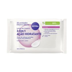 Lenços De Limpeza Demaquilantes Nivea 3 Em 1 Ação Hidratante 25 Unidades