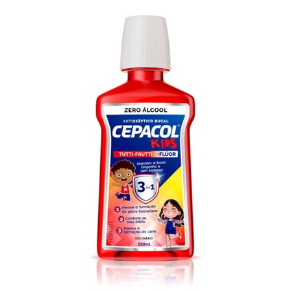ENXAGUANTE BUCAL CEPACOL KIDS SEM ÁLCOOL SABOR TUTTI FRUTTI 250ML