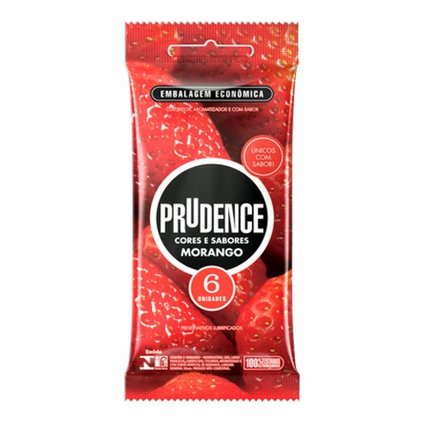 PRESERVATIVO PRUDENCE CORESSABORES MORANGO COM 6