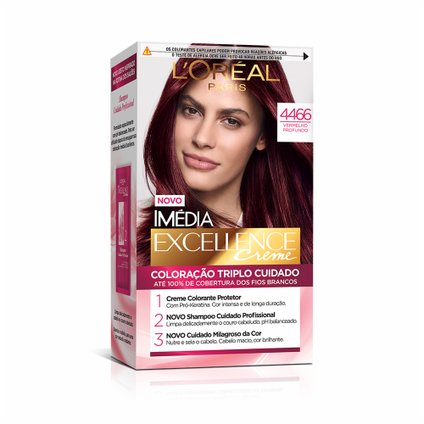TINTURA PERMANENTE IMÉDIA EXCELLENCE DE L'ORÉAL PARIS 4466 VERMELHO PROFUNDO