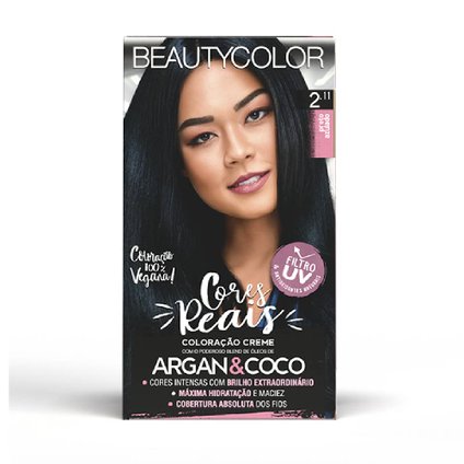 TINTURA PERMANENTE BEAUTY COLOR 2.11 PRETO AZULADO