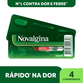 ANALGÉSICO E ANTITÉRMICO NOVALGINA DIPIRONA 1G 4 COMPRIMIDOS