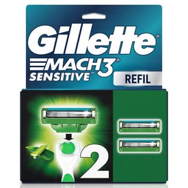 CARGA PARA APARELHO DE BARBEAR GILLETTE MACH3 SENSITIVE COM ALOE 2 UNIDADES