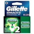 CARGA PARA APARELHO DE BARBEAR GILLETTE MACH3 SENSITIVE COM ALOE 2 UNIDADES