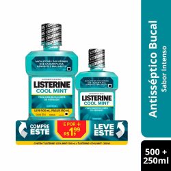 Enxaguatório Bucal Listerine Cool Mint 500ml + 250ml Canguru