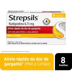 Pastilhas Para Garganta Strepsils Sabor Mel E Limão  Caixa 8 Pastilhas