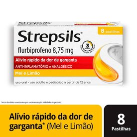 PASTILHAS PARA GARGANTA STREPSILS SABOR MEL E LIMÃO  CAIXA 8 PASTILHAS