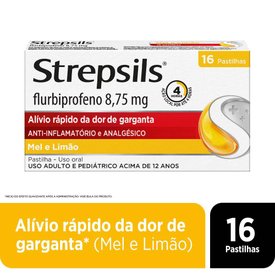 PASTILHAS PARA GARGANTA STREPSILS SABOR MEL E LIMÃO CAIXA 16 PASTILHAS