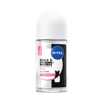 DESODORANTE ANTITRANSPIRANTE NIVEA ROLL ON INVISIBLE BLACK WHITE CLEAR 50ML