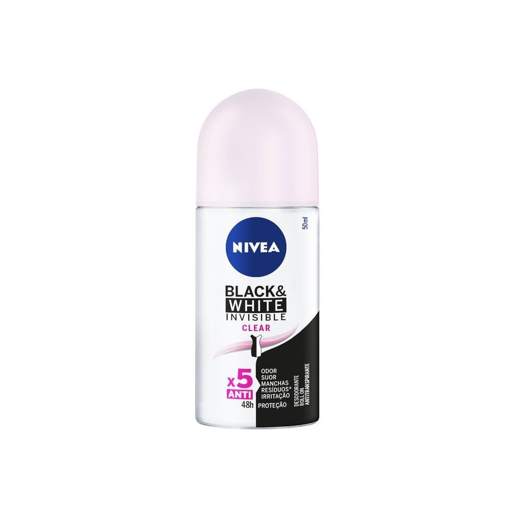 DESODORANTE ANTITRANSPIRANTE ROLL ON NIVEA INVISIBLE BLACK & WHITE CLEAR 50ML