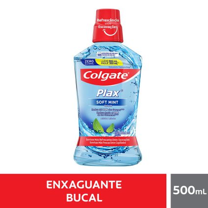 ENXAGUATÓRIO BUCAL PLAX SOFT MINT LEVE 500ML PAGUE 350ML